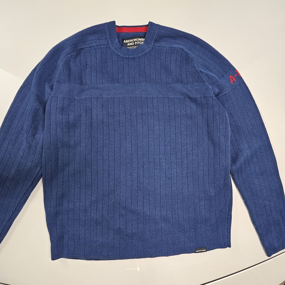 Abercrombie & Fitch Navy Crewneck Sweater with Red Accent